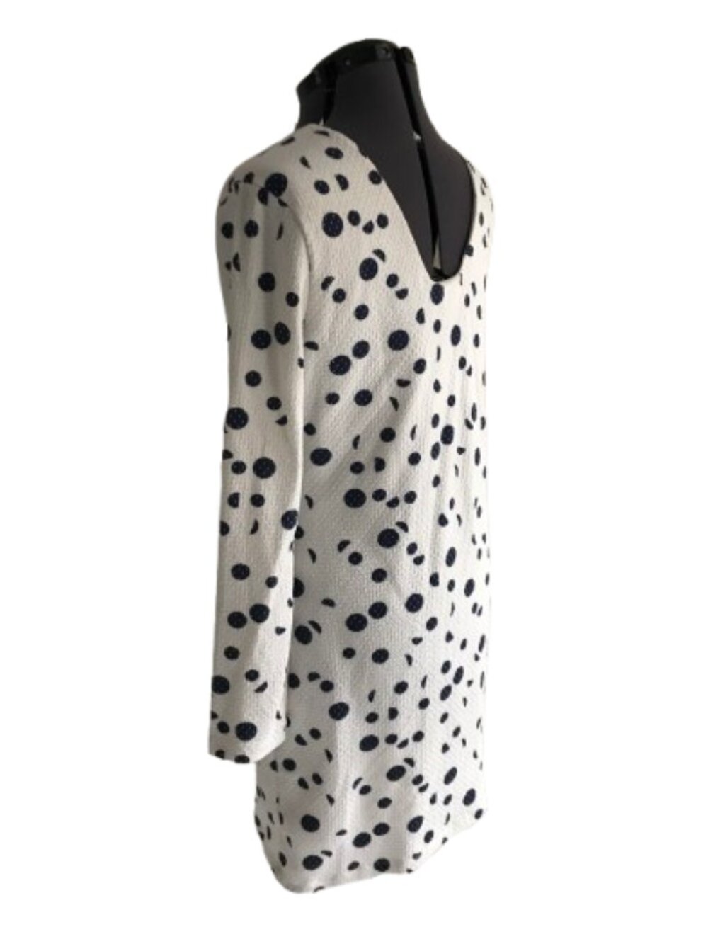 Michael Kors Creamy White Knit Dress w Polka Dots, Damaged Label, Size XL - Picture 2 of 11